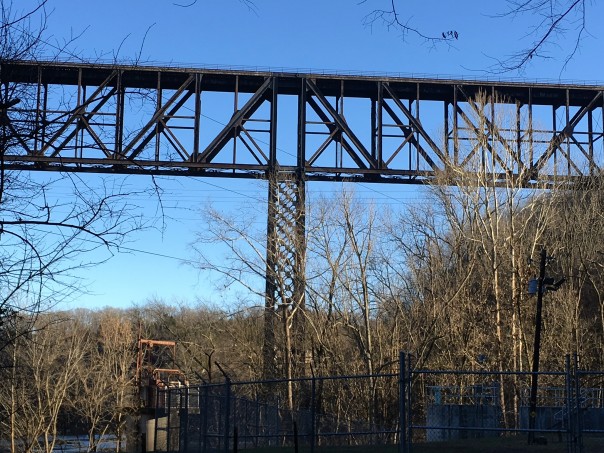View of High Bridge from river trail